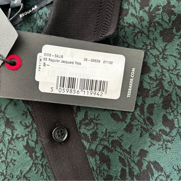 Ted Baker London Ealis Regular Fit Floral Jacquard Polo in green - Picture 8 of 13